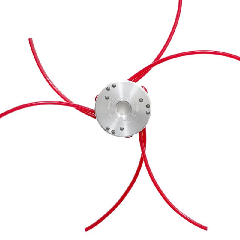 Amica brush cutter head with red nylon line. Replacement head for grass trimmer.